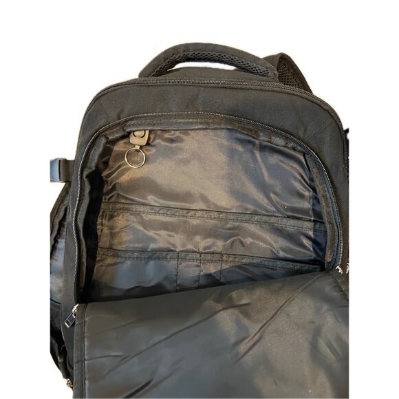 Soft Shell Black Padded Travel Laptop Backpack - Picture 3 of 5